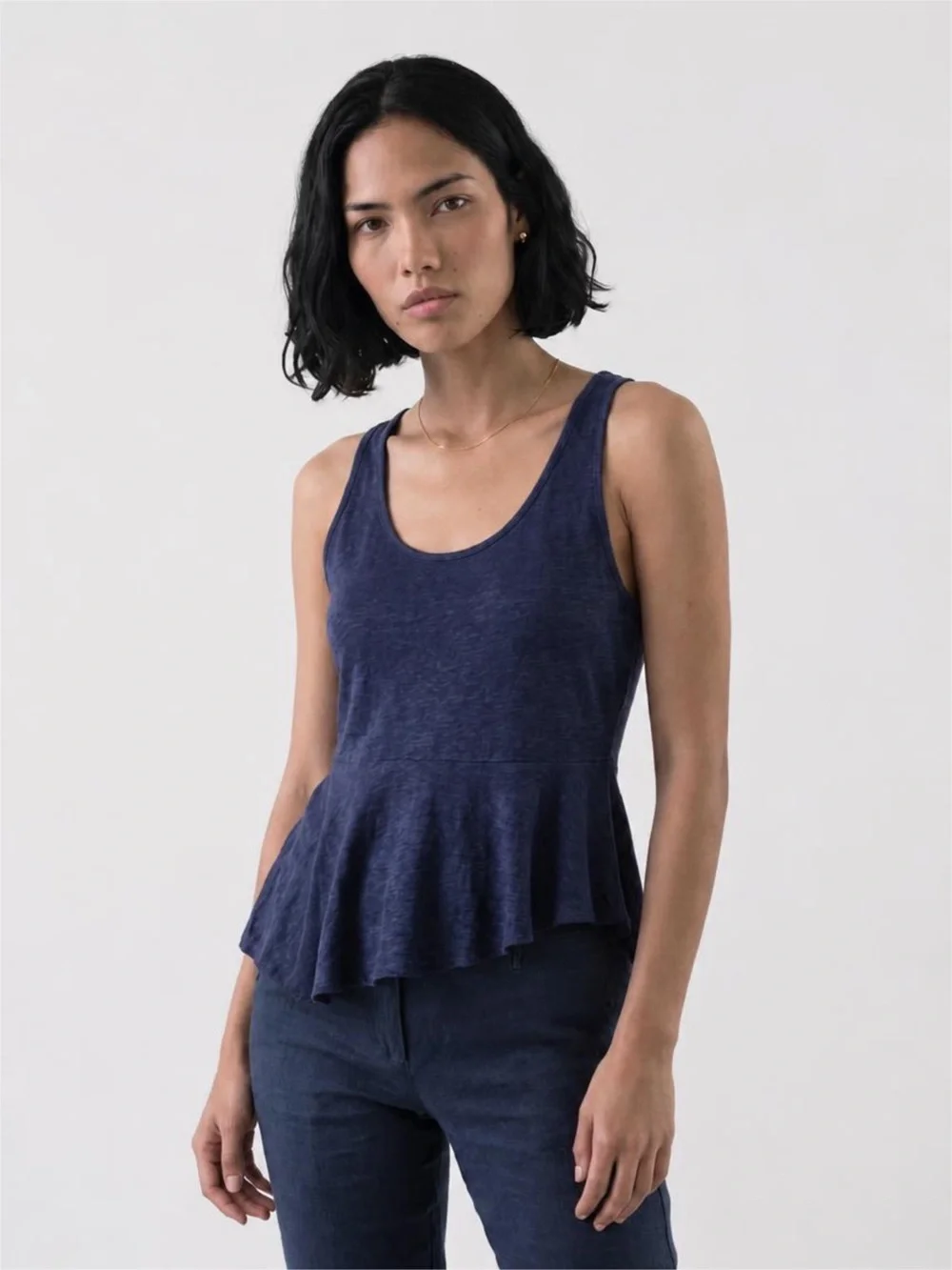 Blue‎ sleeveless Peplum top